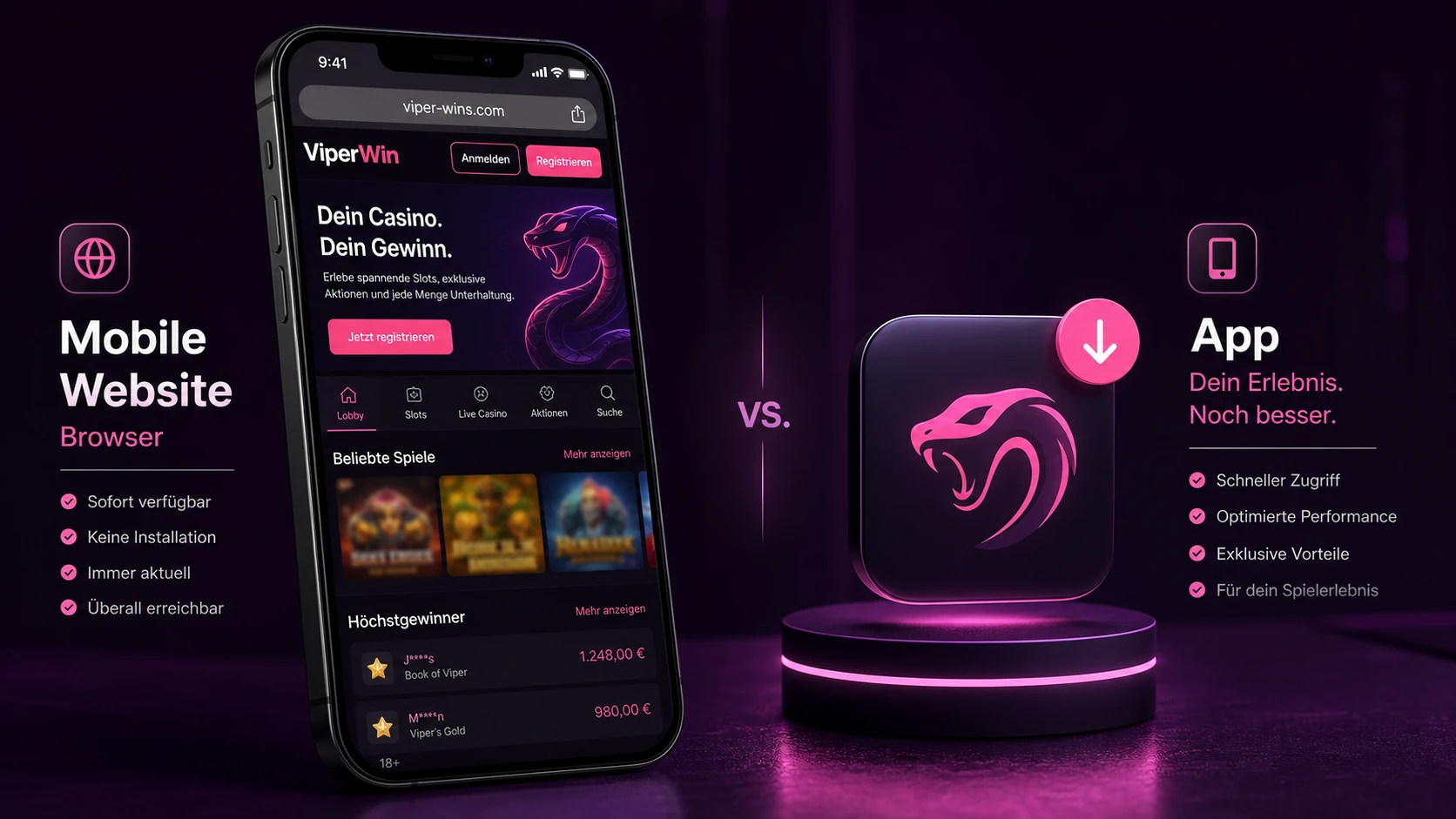 ViperWin App oder mobile Website?