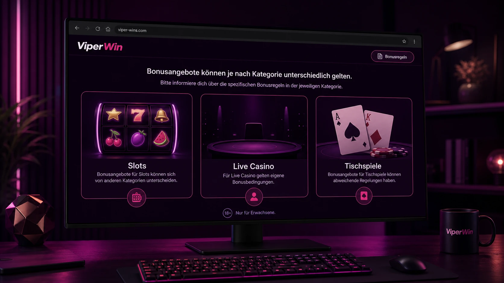 Bonusangebote für Spielautomaten, Live Casino und Tischspiele