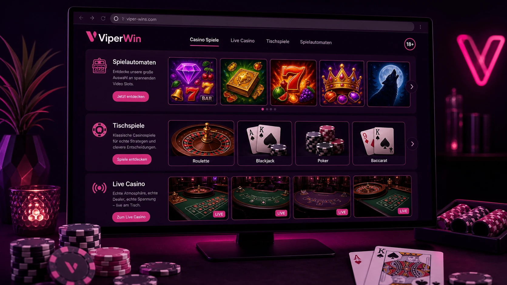 Spielautomaten, Live Casino und weitere Casino Spiele